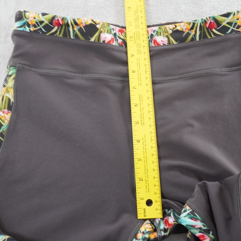 Johnny Was Leggings Womens M Gray Tropical Floral Boho Stripe Fitted Athetic - Picture 6 of 11